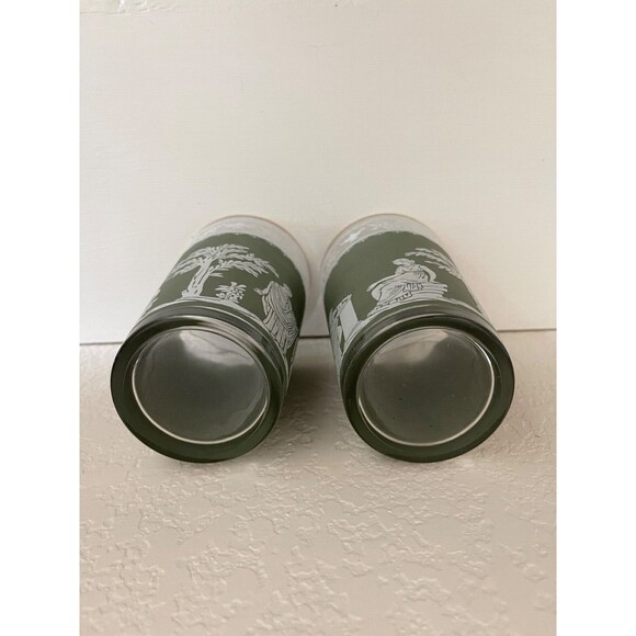 2 Vintage Wedgwood Wedgewood Jasperware Hellenic Jeanette Green Greek Glasses - Picture 4 of 4